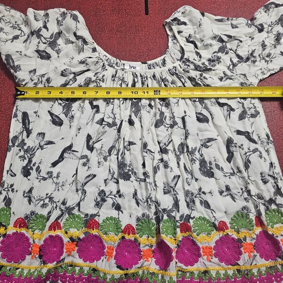Ivy Jane Floral Print Tunic Top Sz S Viscose Floral Crochet Boho Hippie Peasant - Picture 7 of 12